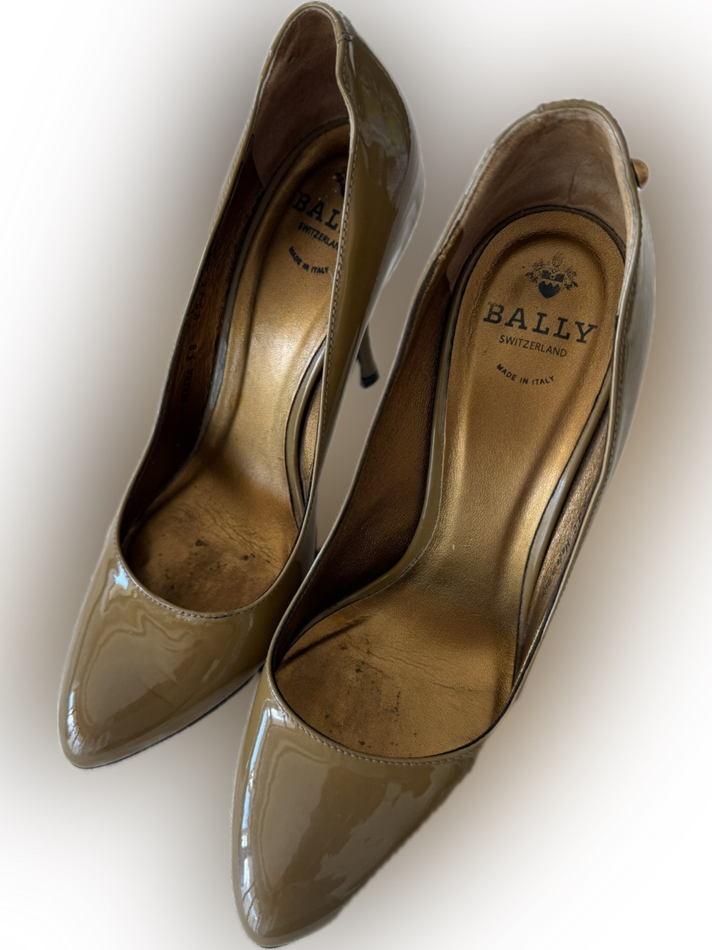 Bally Glossy Taupe Patent Leather Pointed-Toe Stiletto Pumps